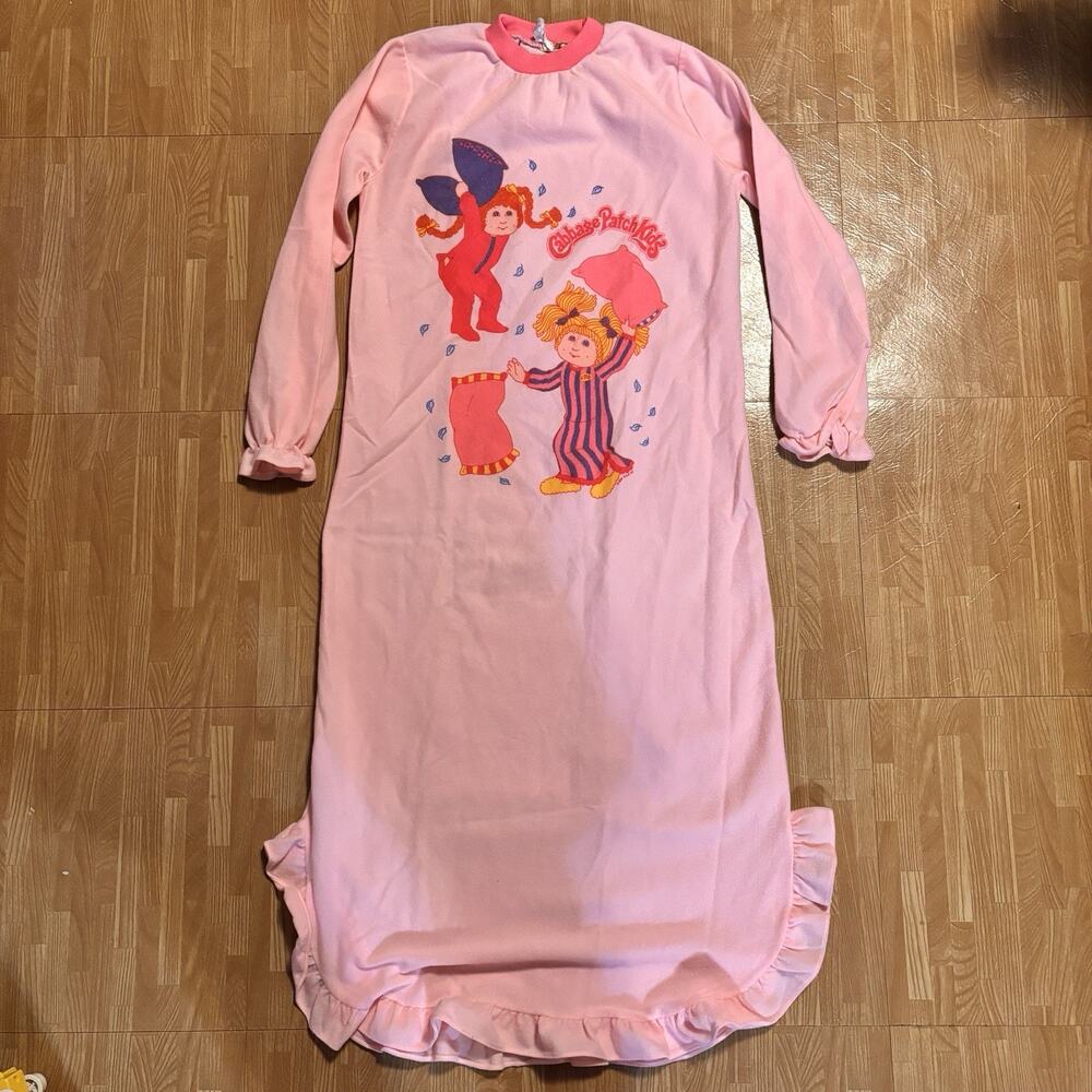 Vintage 1984 Cabbage Patch Kids Pink Nightgown Girl's 14 Long Sleeve Polyester